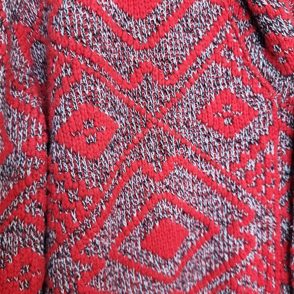 Koto Shawl Collar Diamond Red & Gray Grandpa Core Cardigan Sweater Size M - Picture 5 of 9